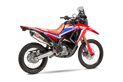 YOSHIMURA Race RS4s full exhaust system for Honda motorcycle, featuring stainless steel pipes and muffler with racing design