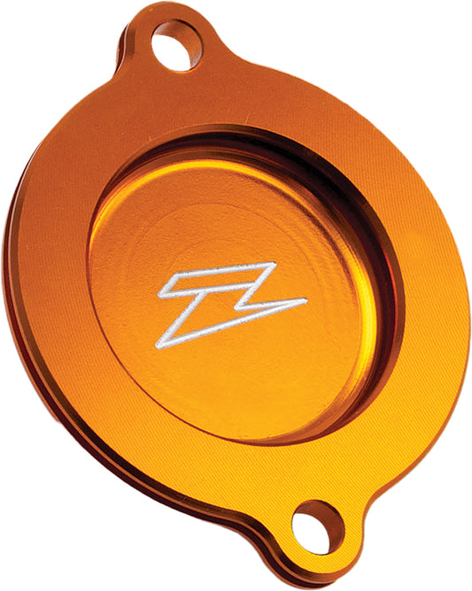 ZETA, ZETA A7009-T6 Aluminum Oil Filter Cover with Cooling Fins - Orange for Enhanced Heat Dissipation