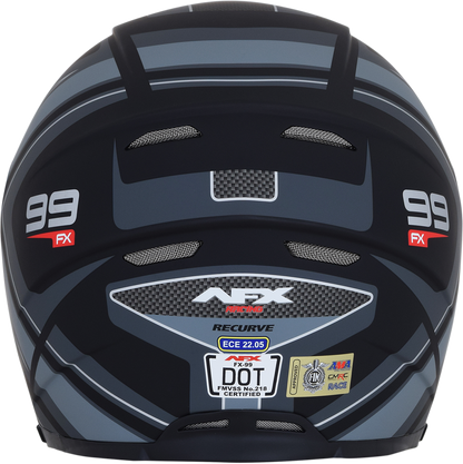 Bill's Exhausts AFX FX-99 helmet in matte black and gray, large size, featuring a recurve design and aerodynamic shape.