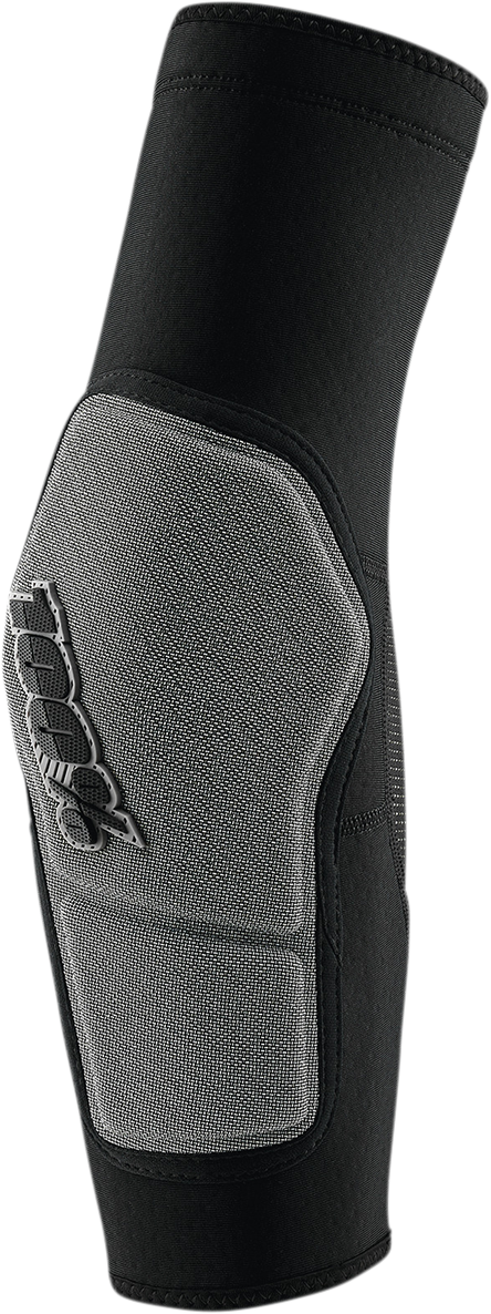 Bill's Exhausts Ridecamp 100% black and gray medium elbow guards, designed for protective cycling or motocross use.