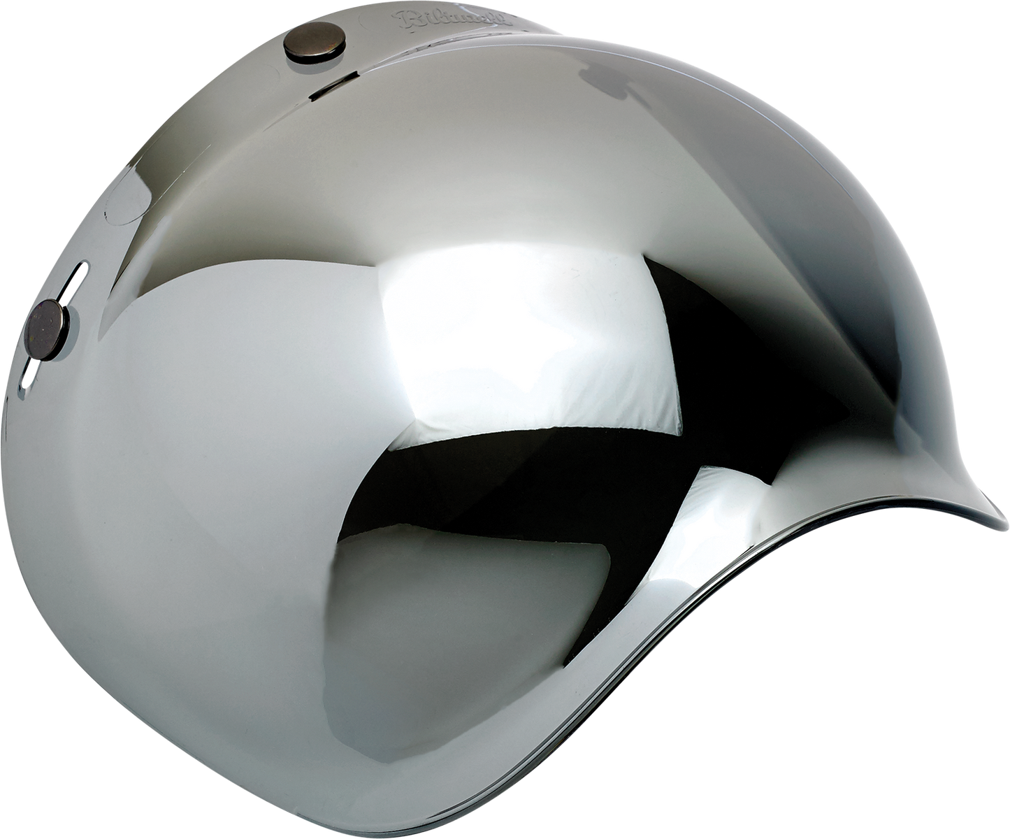 Chrome mirror bubble shield for helmets, compatible with BILTWELL models 2001-221, by Bill's Exhausts.