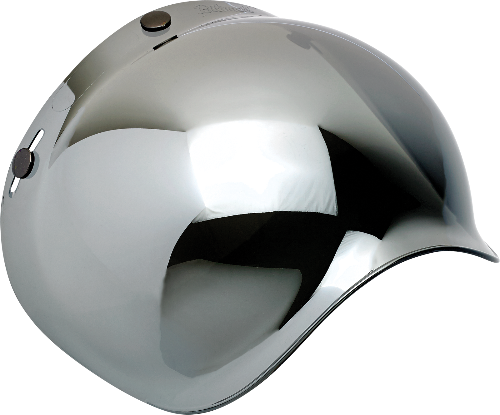 Chrome mirror bubble shield for helmets, compatible with BILTWELL models 2001-221, by Bill's Exhausts.