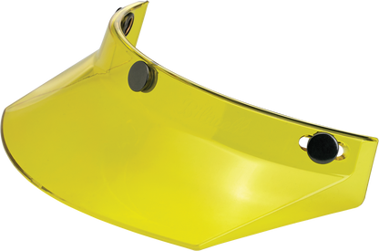 Yellow BILTWELL Moto 3-Snap Visor for helmets, designed for 2002-103 models, featuring a bright yellow finish and snap attachment system.