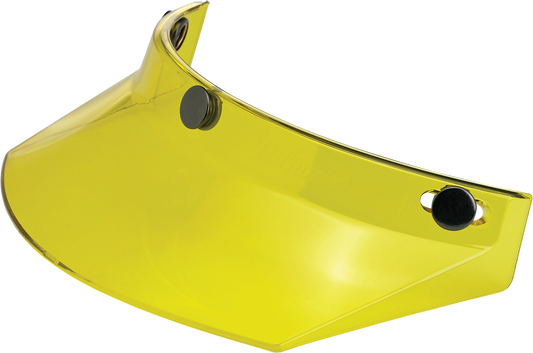 Yellow BILTWELL Moto 3-Snap Visor for helmets, designed for 2002-103 models, featuring a bright yellow finish and snap attachment system.