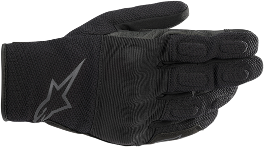 Alpinestars S-MAX Drystar® motorcycle gloves in black and anthracite, size 2XL, featuring protective padding and textured grip.