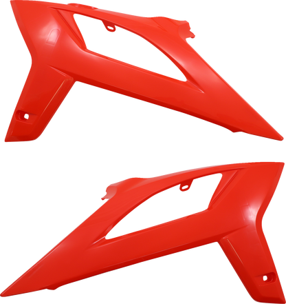 ACERBIS OEM Red Standard Replacement Body Kit for motorcycles, shown with red body panels and mounting details.