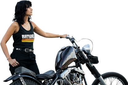 Black BILTWELL women's surf tank top featuring a fitted design and sleeveless style, perfect for beach and casual wear.