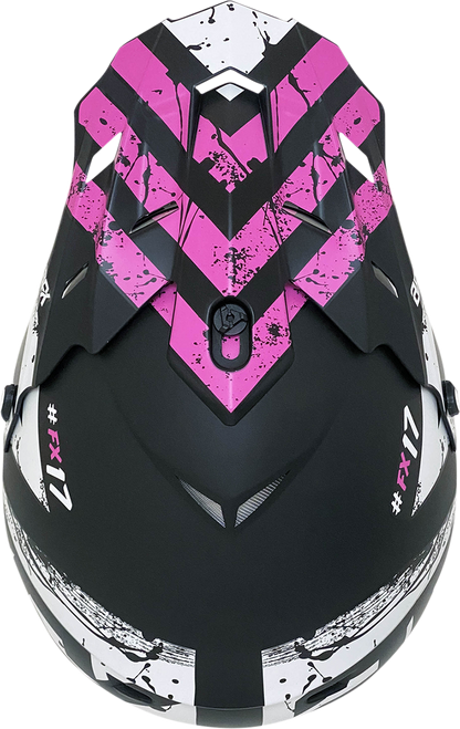 Bill's Exhausts AFX FX-17 Attack helmet in matte black and fuchsia, size 2XL, with sleek aerodynamic design.