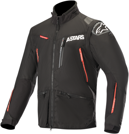 Black and red Alpinestars Venture-R motorcycle jacket in medium size, featuring protective design and sleek styling.