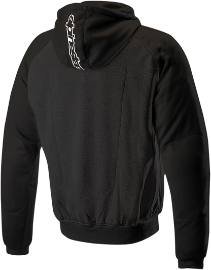 Black Alpinstars Chrome Sport Hoodie in Medium, featuring sleek design and sporty fit, displayed on a plain background.