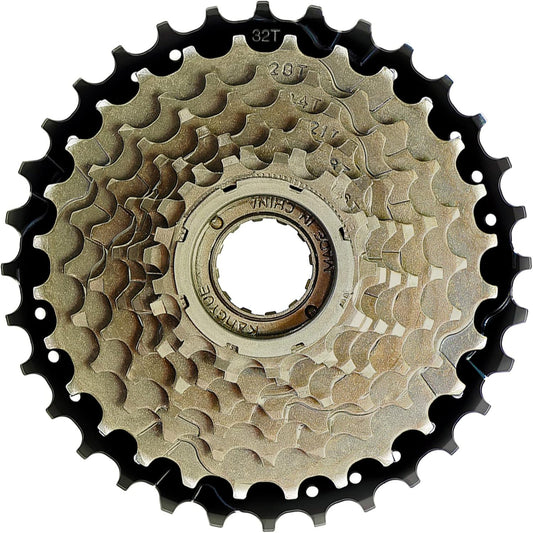 Hycline 8-speed 13-32T bicycle freewheel with metal cogs for smooth gear shifting on a bike drivetrain.