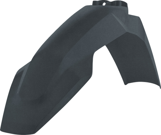 Gray metallic Acerbis front fender for motorcycle, designed as a durable body part with the brand's signature style.