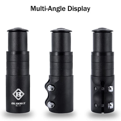 Hycline bicycle handlebar stem riser extending bike fork stem for improved comfort and control on mountain or road bikes.