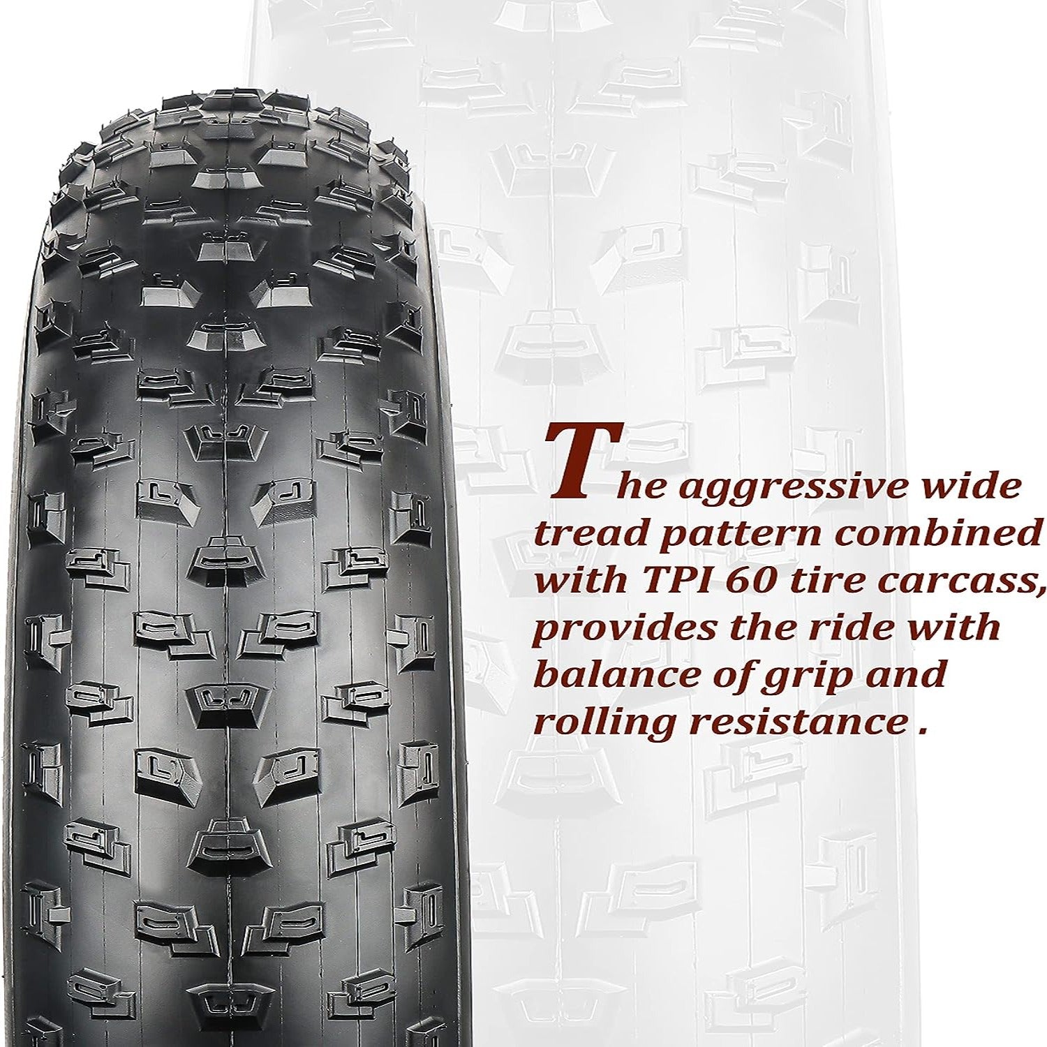 Hycline Tumble e-bike and fat bike tire with rugged tread design for off-road cycling and enhanced durability.