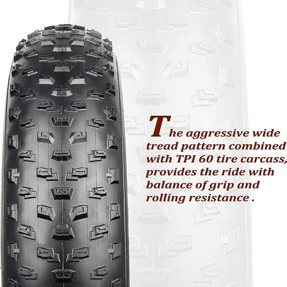 Hycline Tumble e-bike and fat bike tire with rugged tread design for off-road cycling and enhanced durability.