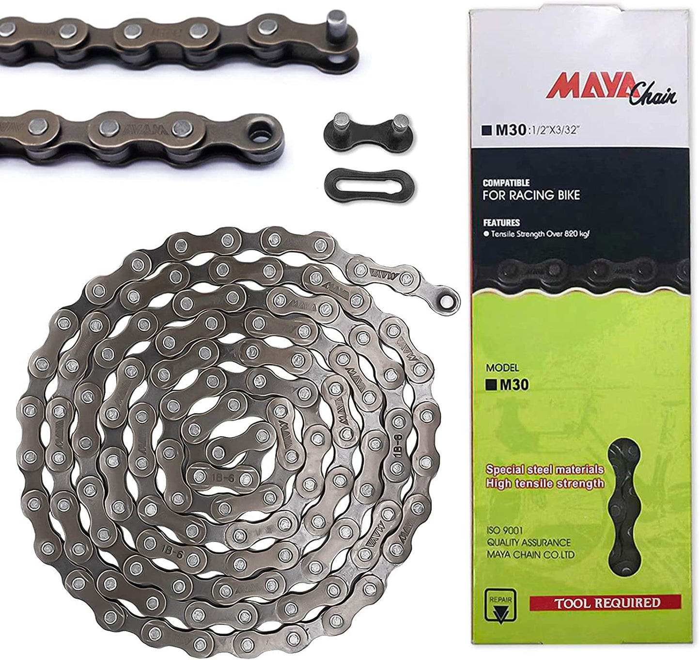 Hycline bicycle chain for 6/7/8-speed bikes, 116 links, 1/2x3/32 inch width, durable and suitable for various cycling conditions.