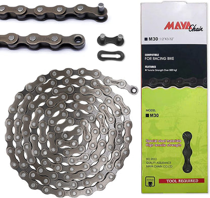 Hycline bicycle chain for 6/7/8-speed bikes, 116 links, 1/2x3/32 inch width, durable and suitable for various cycling conditions.