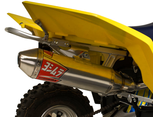 YOSHIMURA Signature RS 2 slip-on exhaust for UTV in stainless steel with sleek design and branding visible.