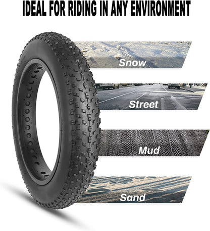 Hycline Raider E-Bike & Fat Bike tire with rugged tread pattern for off-road cycling, shown in black with knobby design.