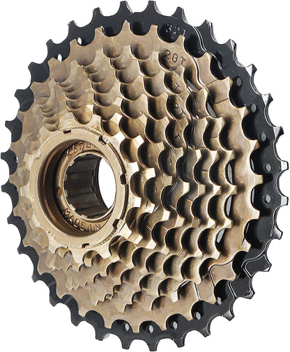 Hycline bicycle freewheel with 6-9 speed options, 14-28T to 13-32T gear ranges, for mountain or road bikes.