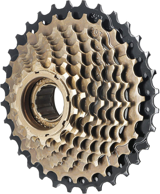 Hycline 9-speed 13-32T bike freewheel with metal cogs for smooth gear shifting on bicycle cassettes and freewheels.
