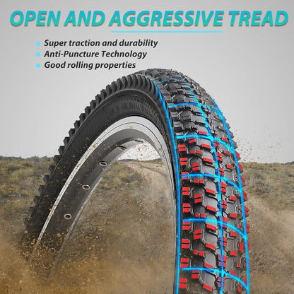 Hycline CrossBand mountain bike tires, 24x1.95 and 26x1.95, rugged rubber tires for off-road cycling.