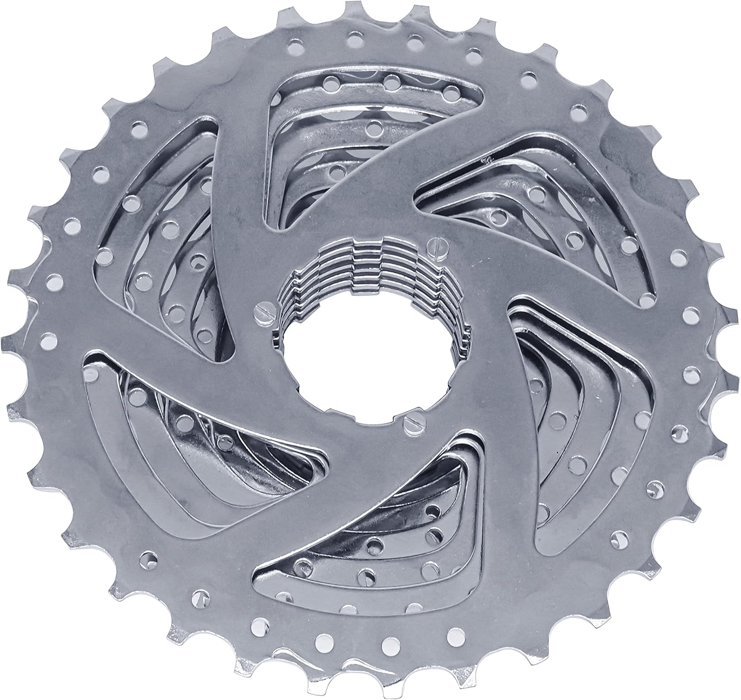 Hycle 9-speed 11-32T bicycle cassette with metal sprockets and black finish, designed for smooth gear shifting on bikes
