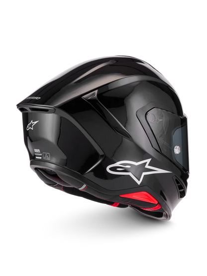 Alpinestars R7 Solid Helmet with ECE 22.06 and DOT certification, showing a sleek black motorcycle helmet with matte finish.