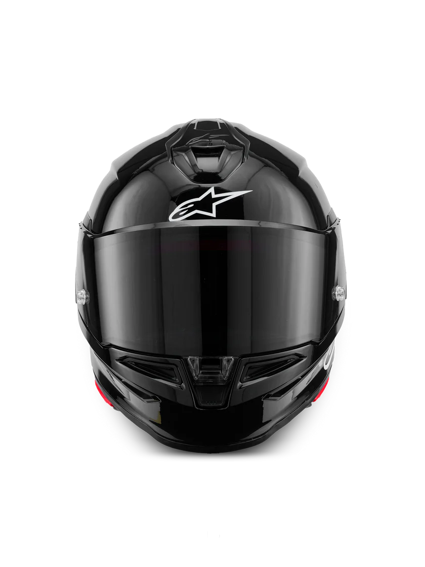 Alpinestars R7 Solid Helmet with ECE 22.06 and DOT certification, showing the sleek black design and ventilation features.
