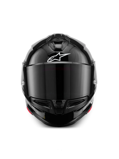 Alpinestars R7 Solid Helmet with ECE 22.06 and DOT certification, showing the sleek black design and ventilation features.