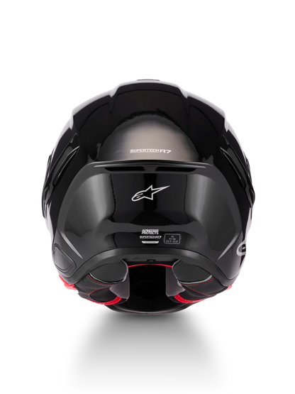 Alpinestars R7 Solid Helmet with ECE 22.06 and DOT certification, shown in black with ventilation vents and secure chin strap.