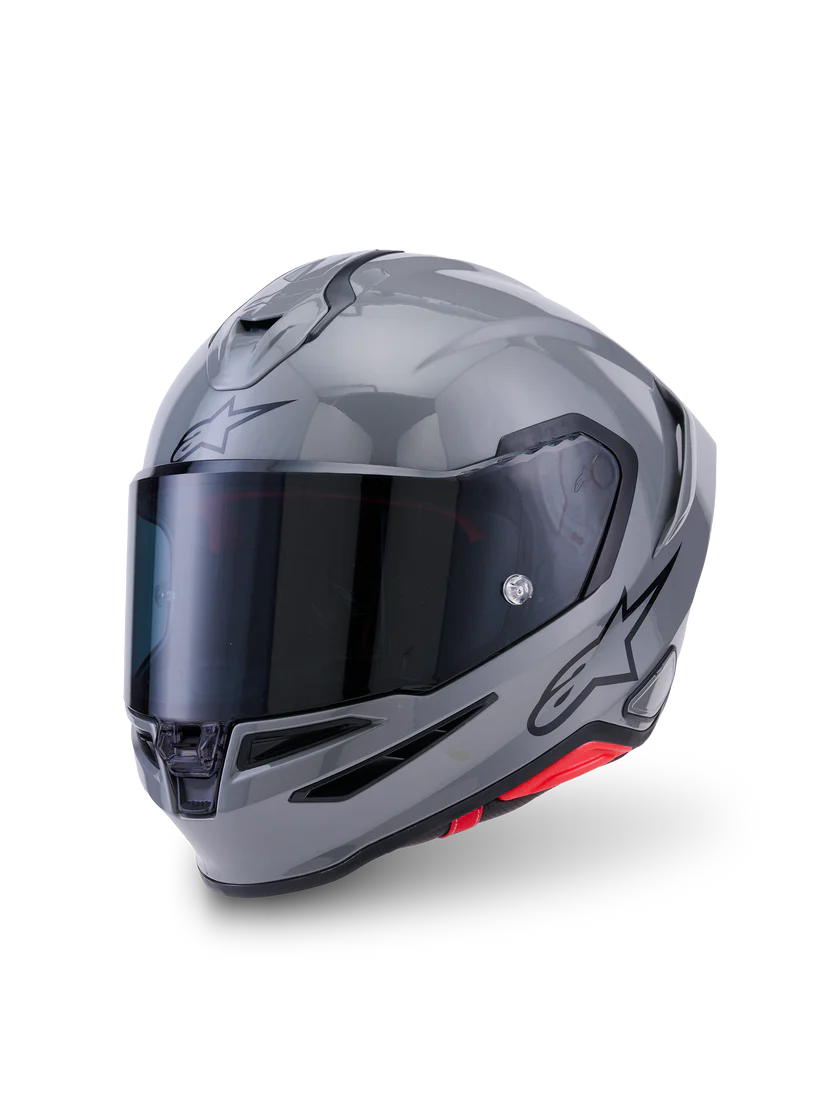 Alpinestars R7 Solid helmet with ECE 22.06 and DOT certification, featuring a sleek black design and aerodynamic shape.