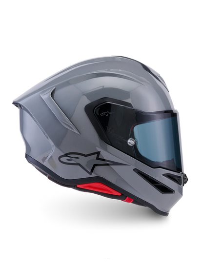 Alpinestars R7 Solid Helmet in black with sleek design, showing the helmet's smooth surface and ventilation openings.