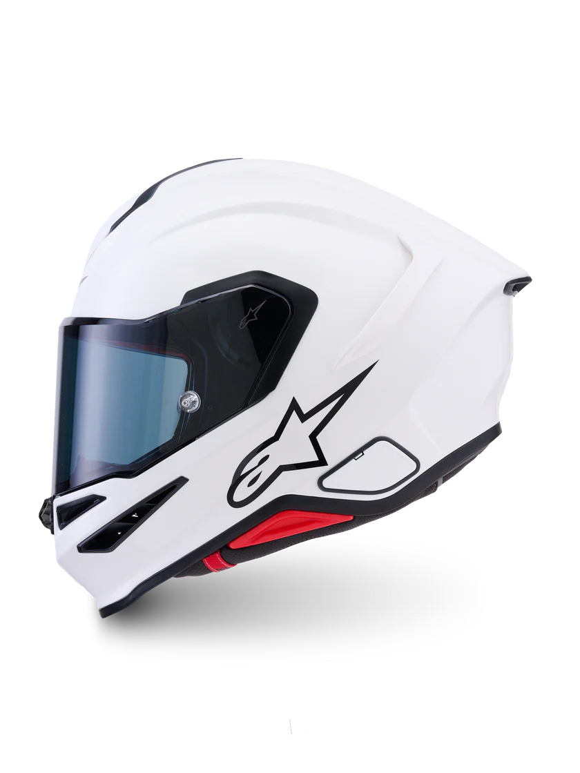 Alpinestars R7 Solid Helmet with ECE 22.06 and DOT certification, featuring a sleek black design and adjustable strap.
