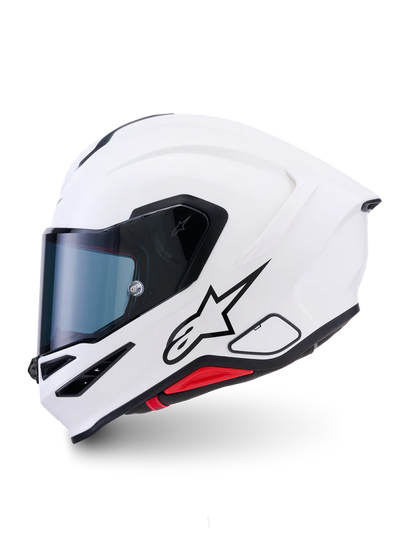 Alpinestars R7 Solid Helmet with ECE 22.06 and DOT certification, featuring a sleek black design and adjustable strap.