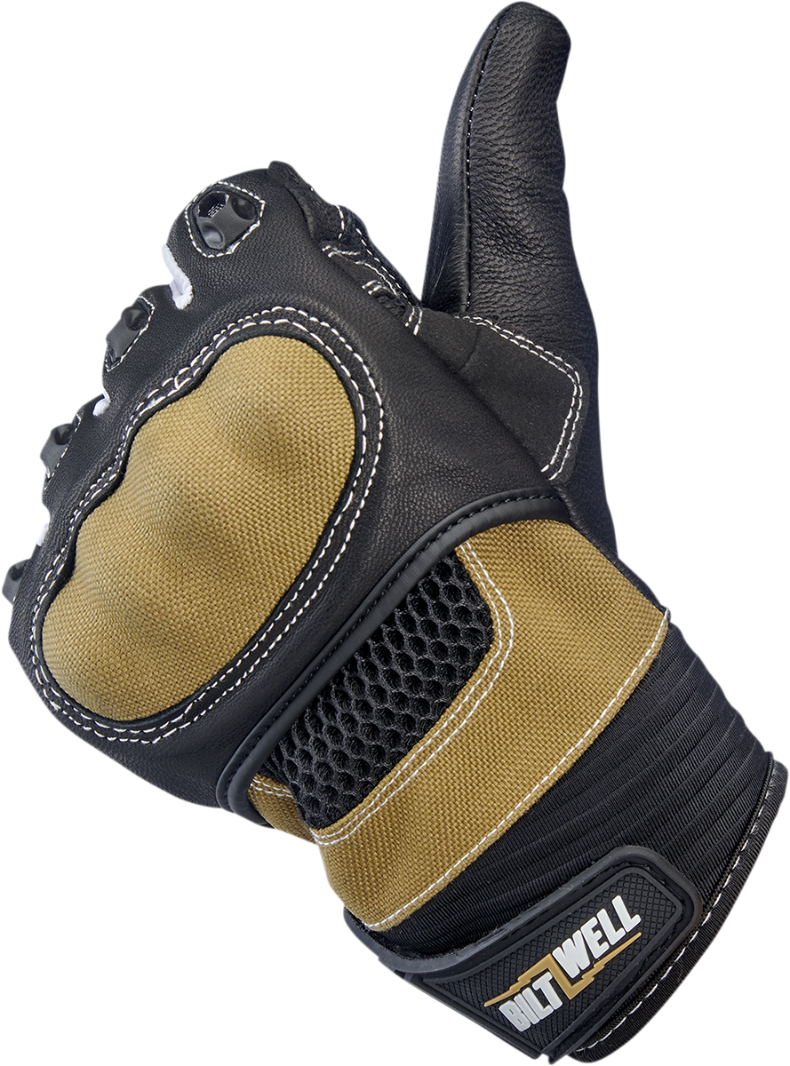 Tan BILTWELL Bridgeport Gloves in small size, showing the durable leather construction and detailed stitching.