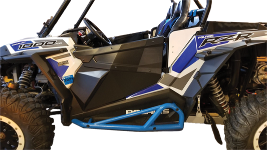 Black front doors for RZR by Moose Offroad, rugged offroad vehicle doors with sturdy design and handles, model CMU19486-20.