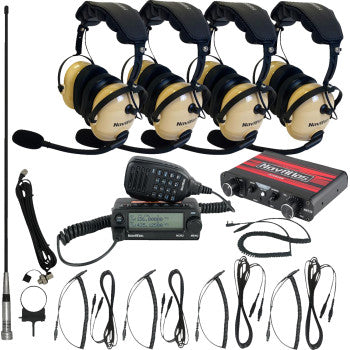 NAVATLAS Intercom and radio headset kit for 4-seat vehicles in beige, featuring headsets and communication devices by Bill's Exhausts.