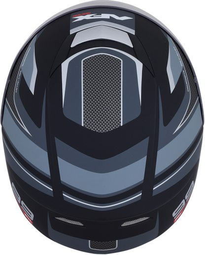 AFX FX-99 Helmet Recurve in matte black and gray, large size, featuring aerodynamic design and secure chin strap.