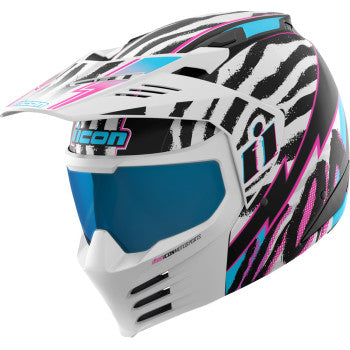 ICON Elsinore™ Rad Dawn helmet in white, XL size, featuring a sleek motorcycle helmet design with a bold graphic pattern.