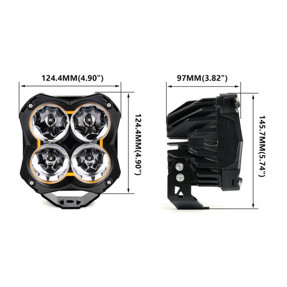 XK GLOW, XK GLOW 5-inch Spot Beam Cube Light 2 Piece Kit - Offroad LED Lights with Focused Laser-Like Beam