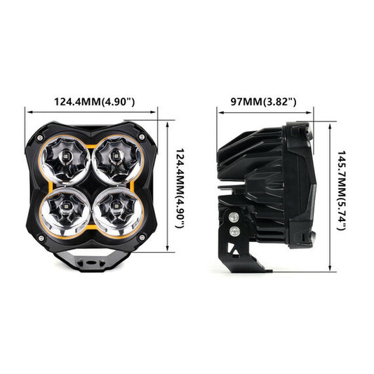 XK GLOW, XK GLOW 5-inch Spot Beam Cube Light 2 Piece Kit - Offroad LED Lights with Focused Laser-Like Beam