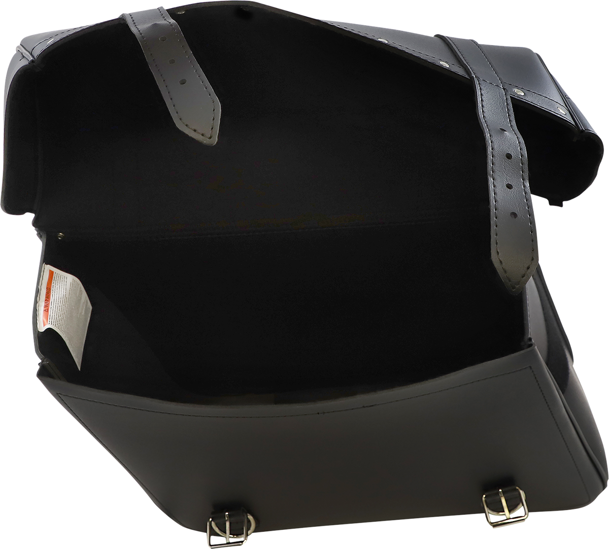 Bill's Exhausts SADDLEMEN Highwayman Rivet Slant-Style Saddlebags on motorcycle seat, featuring rivet accents and a sleek slant design.