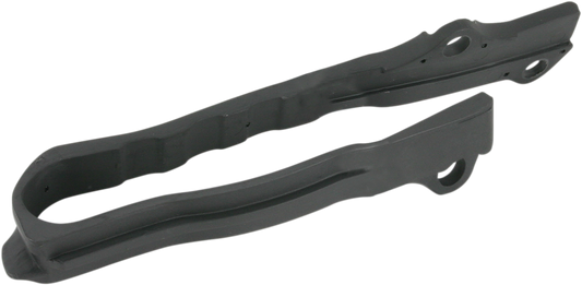 Black Acerbis chain slider for Suzuki motorcycles, showing the durable body design and mounting points on a black background.