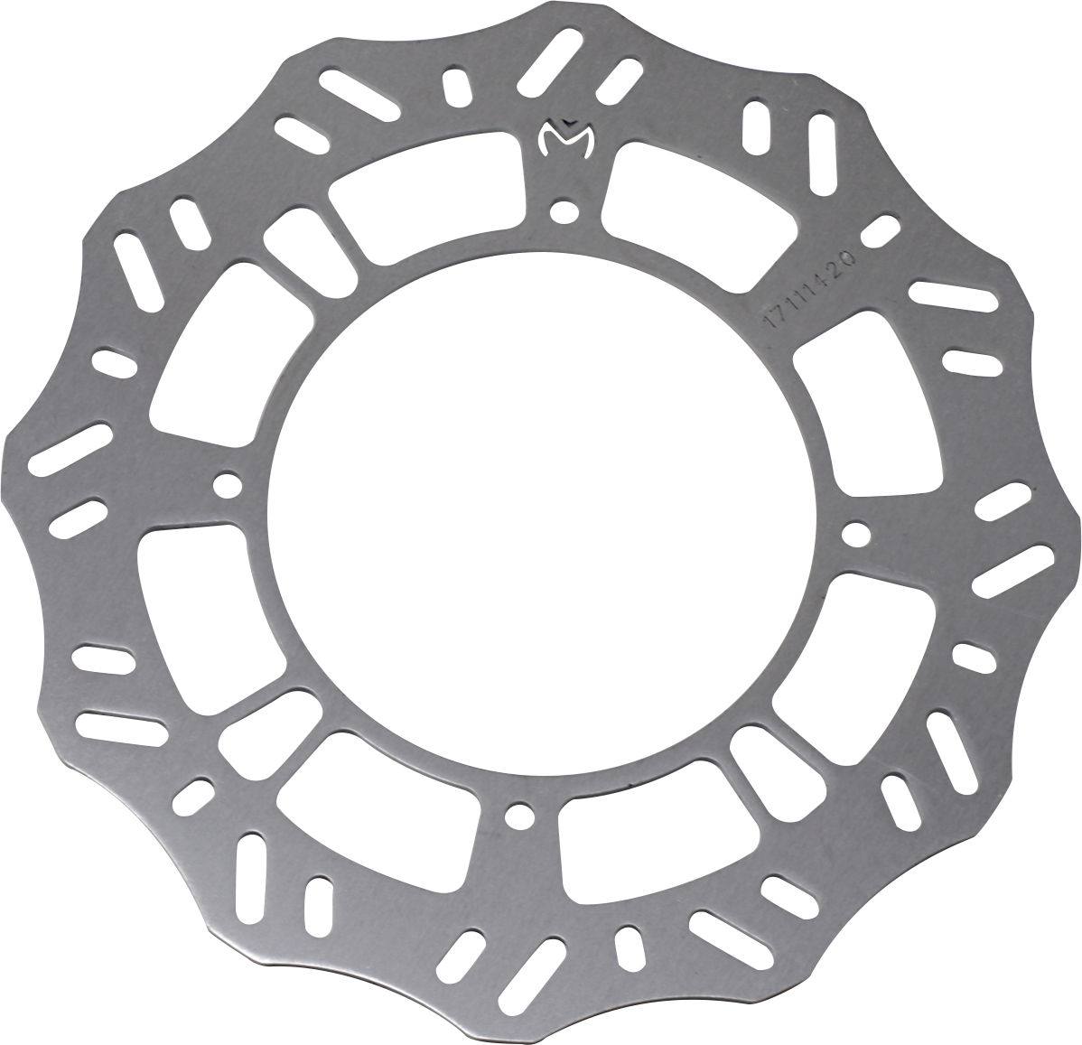 Moose Offroad rear brake rotor for Honda, black metal disc with vented design, compatible with Honda vehicles.