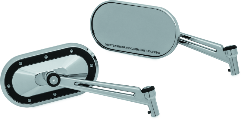Kuryakyn Heavy Industry Chrome and Black Motorcycle Mirrors for Harley-Davidson and Powersports vehicles