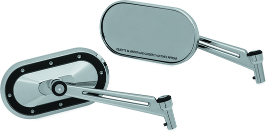 Kuryakyn Heavy Industry Chrome and Black Motorcycle Mirrors for Harley-Davidson and Powersports vehicles