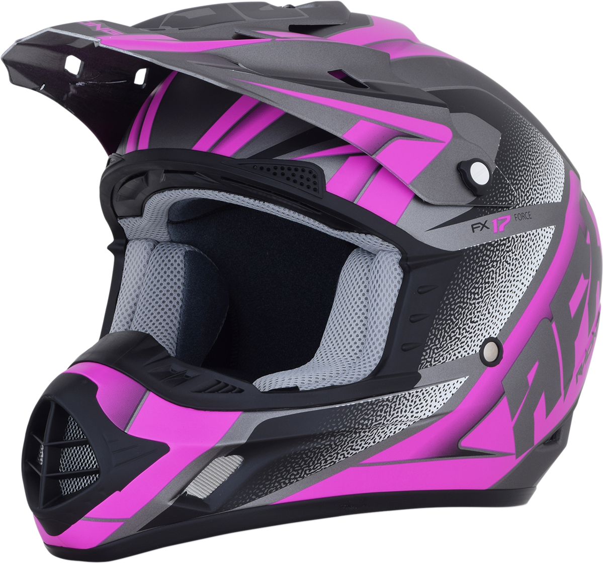 Bill's Exhausts AFX FX-17 Helmet in Frost Gray and Fuchsia, medium size, featuring a sleek motorcycle helmet design.