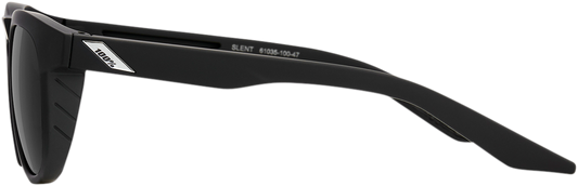 Bill's Exhausts 100% Slent sunglasses with black frames and gray polarized lenses, showcasing a sleek sporty design.