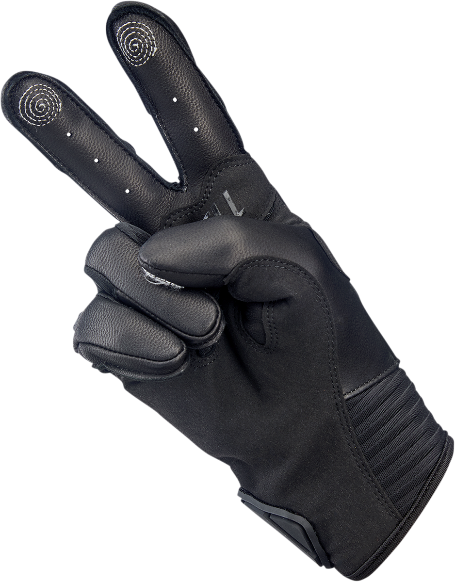Black BILTWEll Bridgeport Gloves in 2XL size, made by Bill's Exhausts, with leather and textile construction for motorcycle riding.